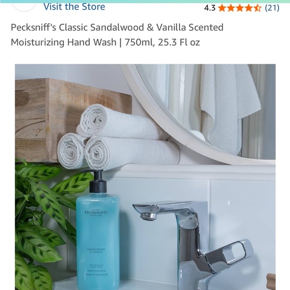 NEW PECKSNIFF'S 2 Piece Set Sandalwood & Vanilla Hand Wash Pump Dispenser 750ml - Picture 2 of 5